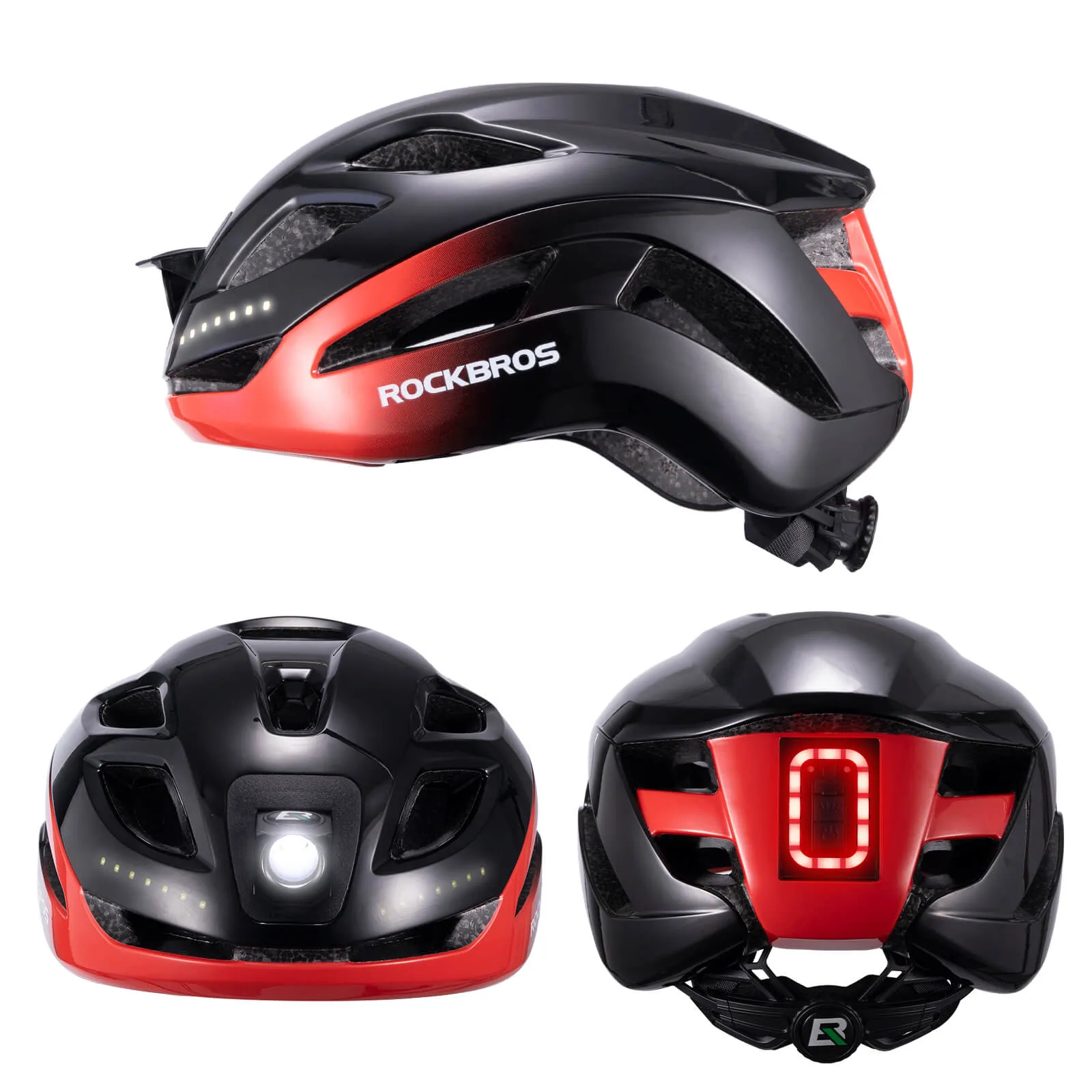 ROCKBROS Bike Helmet with Light USB Rechargeable Cycling Helmet Adjustable
