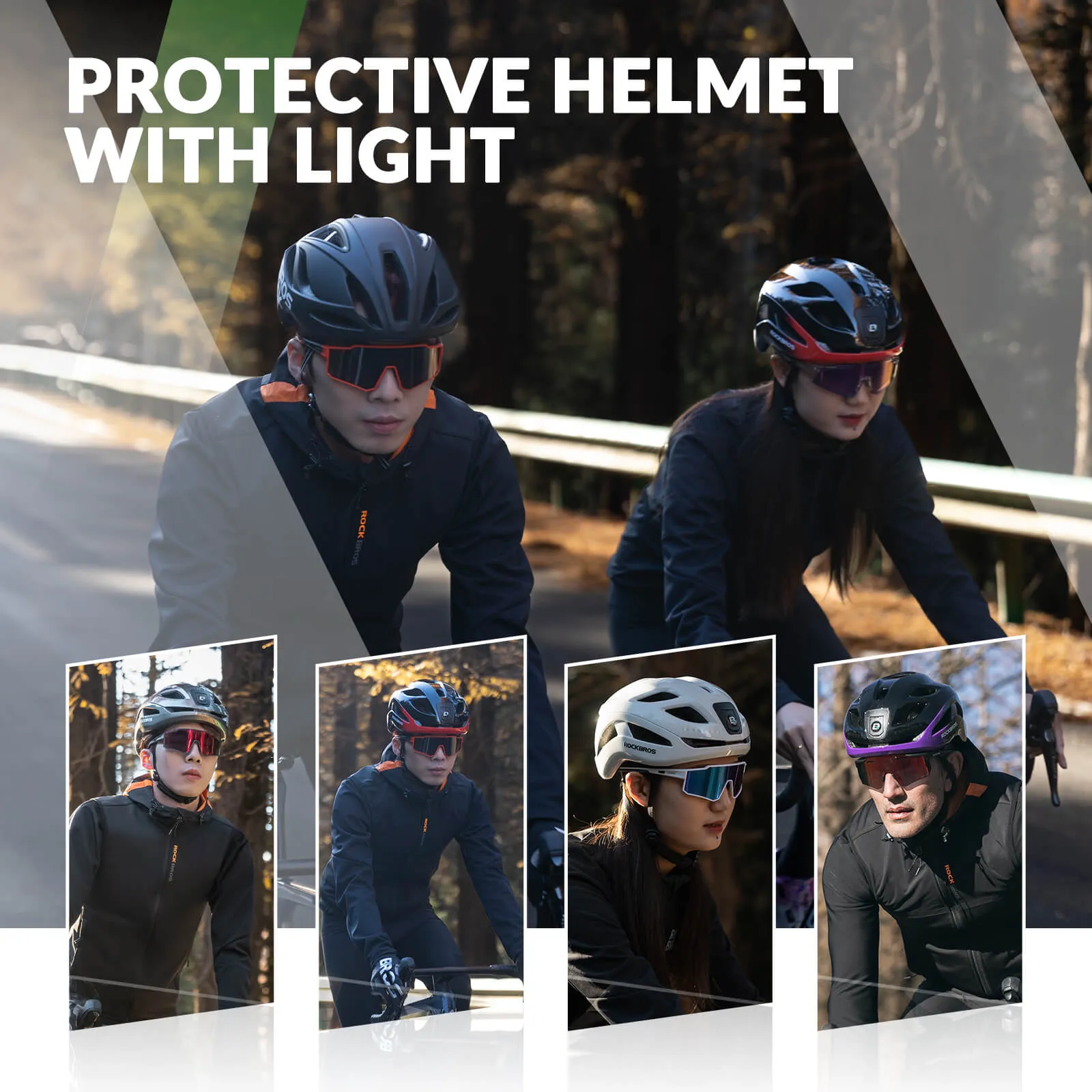ROCKBROS Bike Helmet with Light USB Rechargeable Cycling Helmet Adjustable