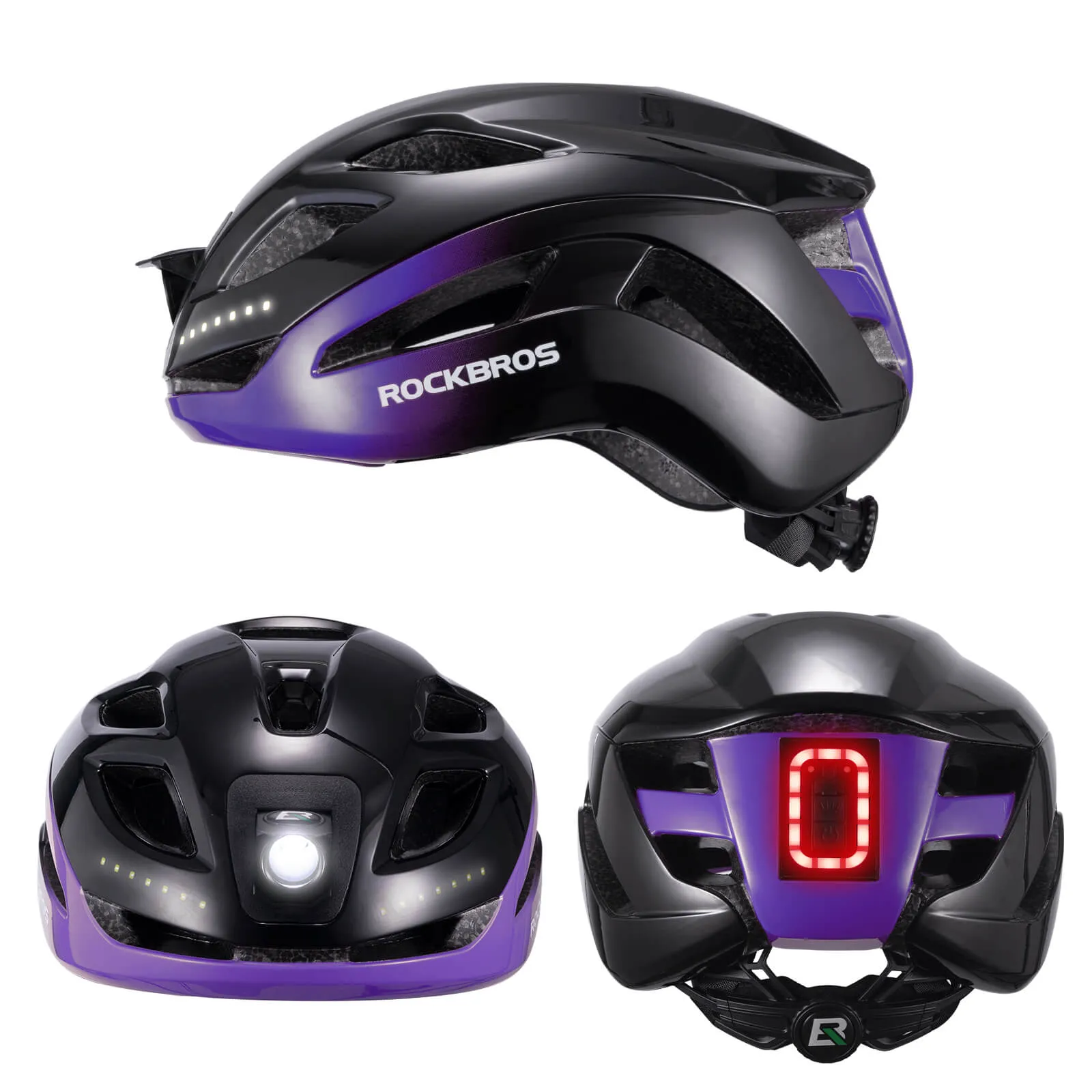 ROCKBROS Bike Helmet with Light USB Rechargeable Cycling Helmet Adjustable
