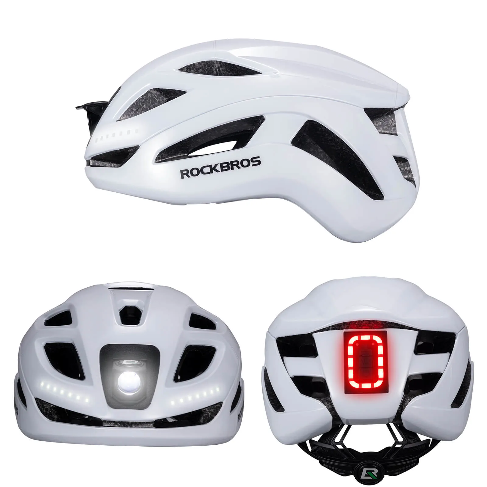 ROCKBROS Bike Helmet with Light USB Rechargeable Cycling Helmet Adjustable