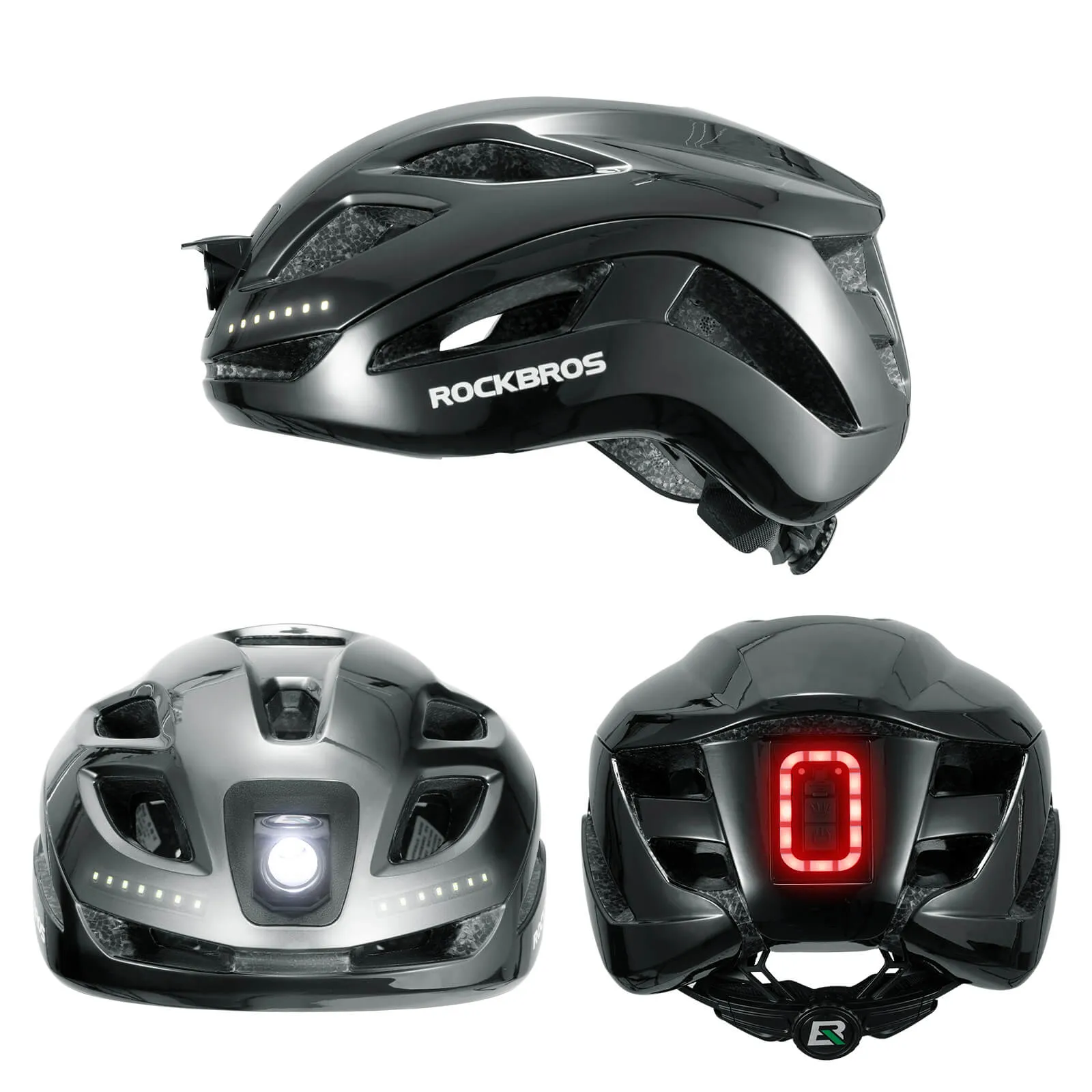 ROCKBROS Bike Helmet with Light USB Rechargeable Cycling Helmet Adjustable
