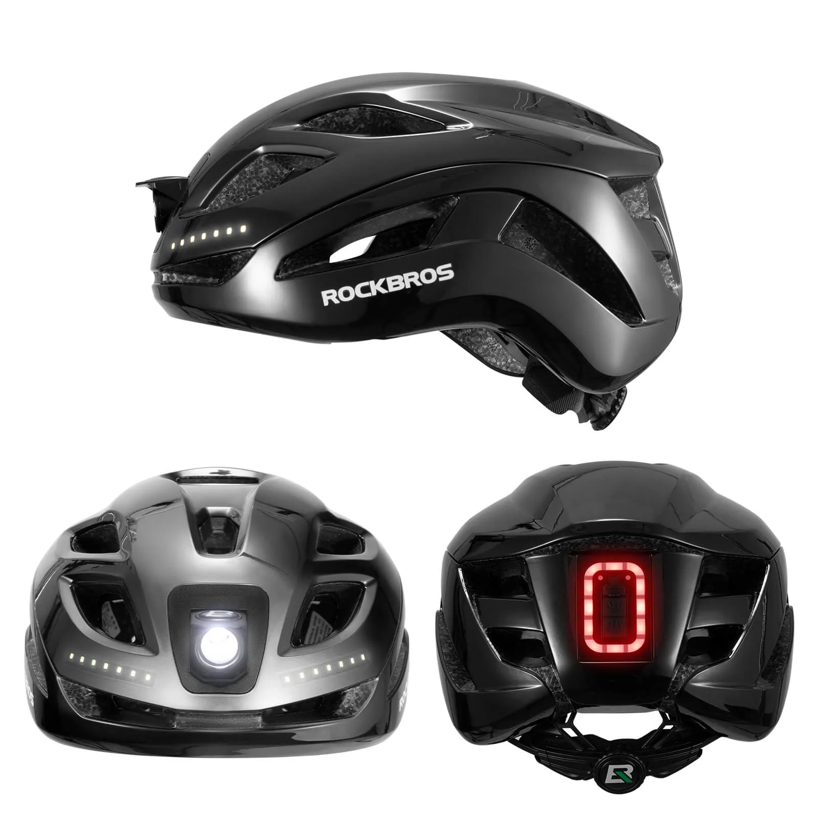 ROCKBROS Bike Helmet with Light USB Rechargeable Cycling Helmet Adjustable