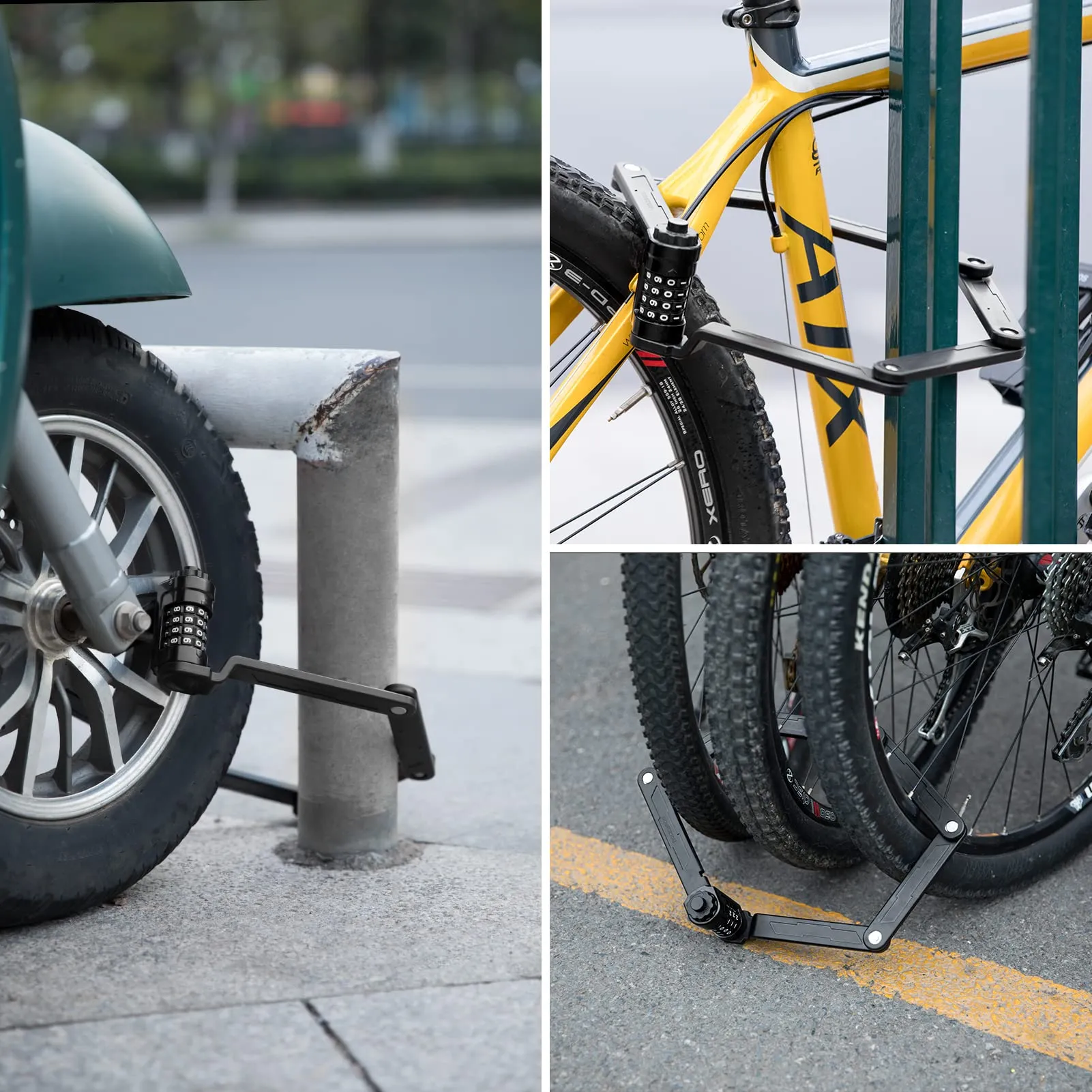 ROCKBROS Folding Bike Lock Heavy Duty Anti-Theft 4-Digit Combination Lock with Mount