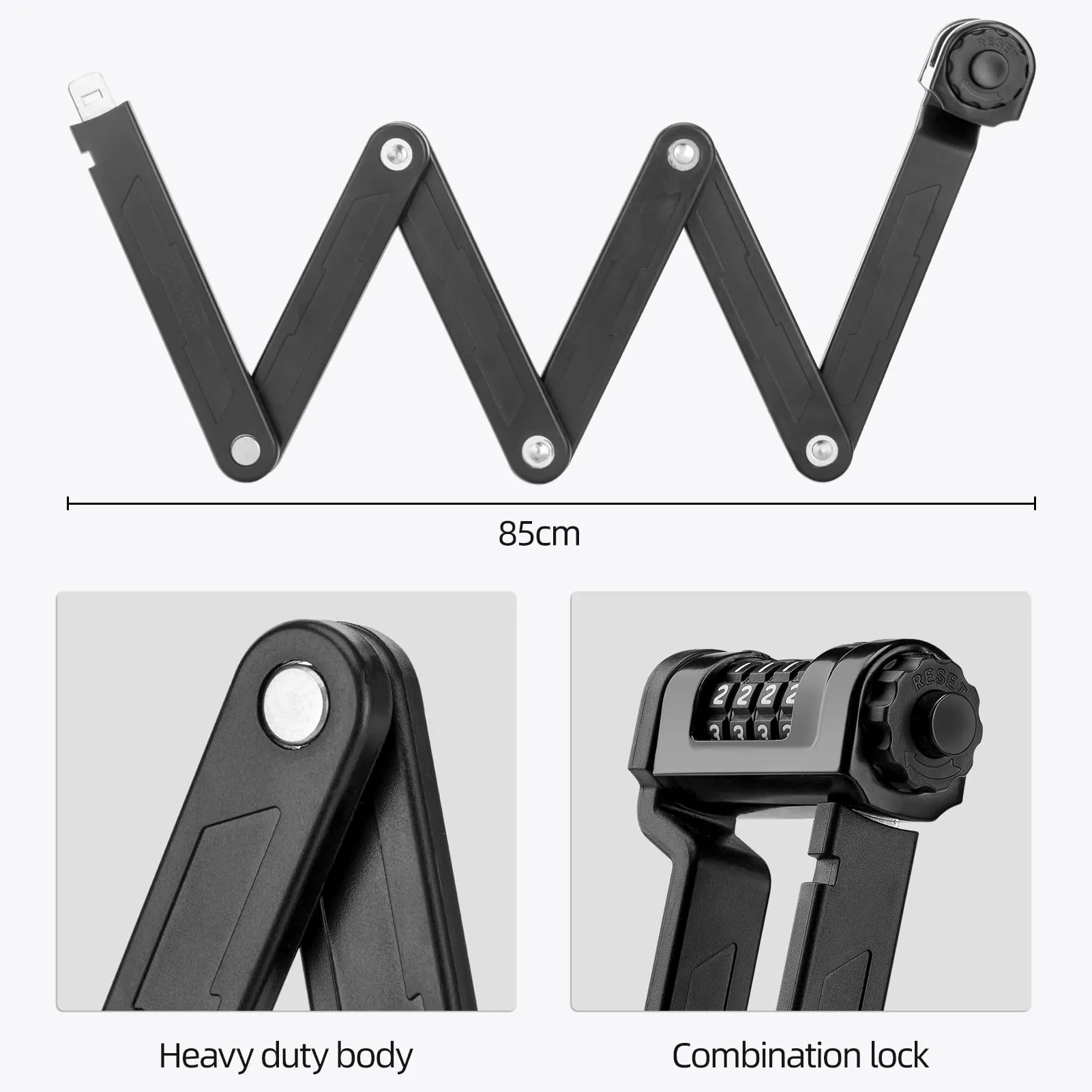 ROCKBROS Folding Bike Lock Heavy Duty Anti-Theft 4-Digit Combination Lock with Mount