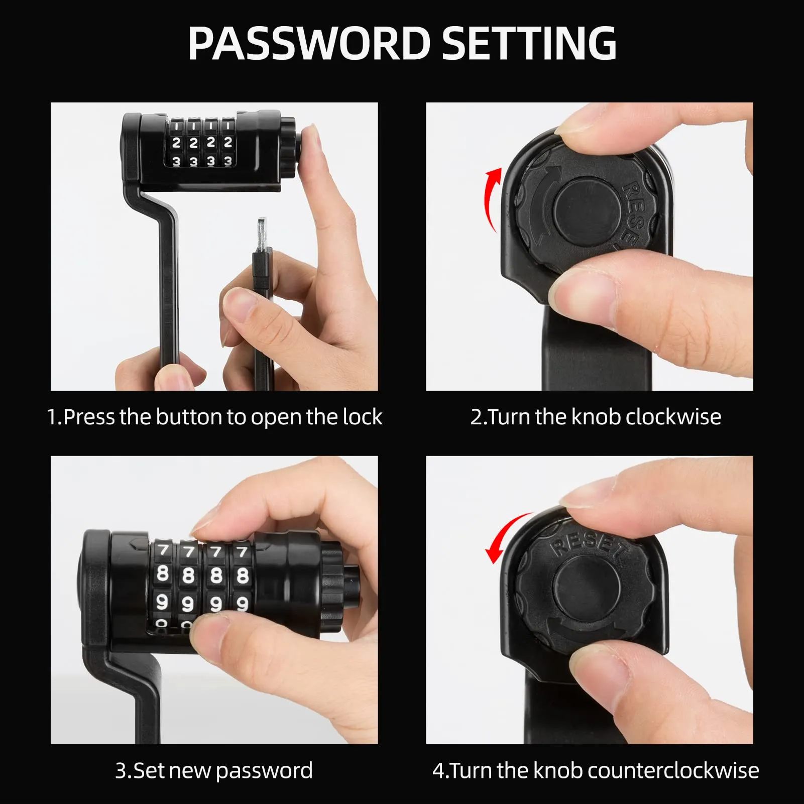 ROCKBROS Folding Bike Lock Heavy Duty Anti-Theft 4-Digit Combination Lock with Mount