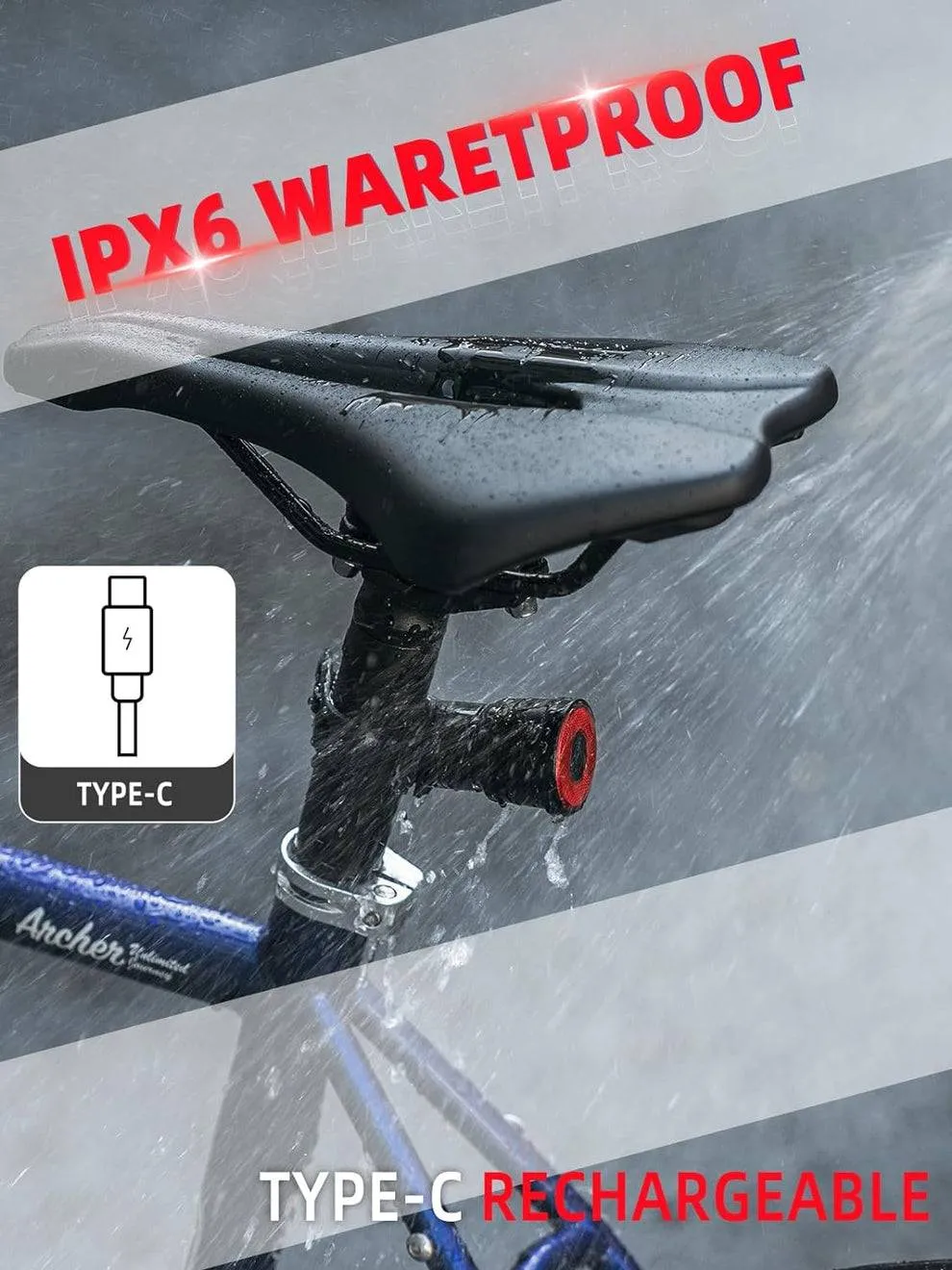 ROCKBROS Smart Bike Tail Light Brake Sensing Waterproof USB Rechargeable