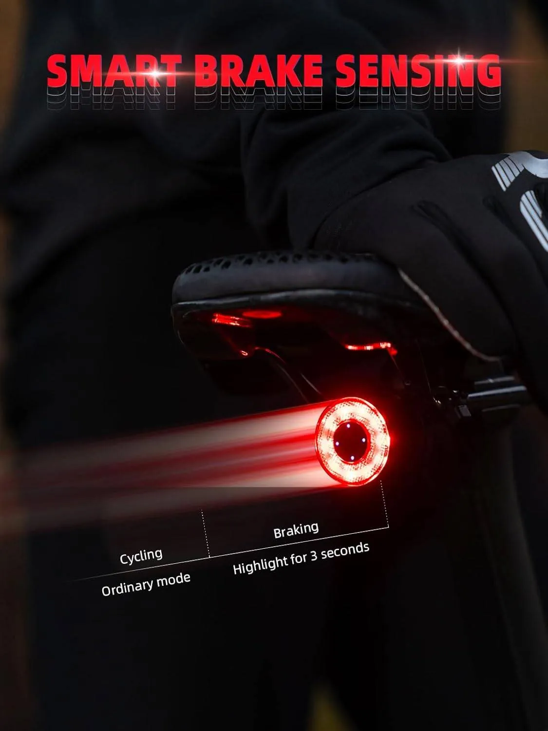 ROCKBROS Smart Bike Tail Light Brake Sensing Waterproof USB Rechargeable