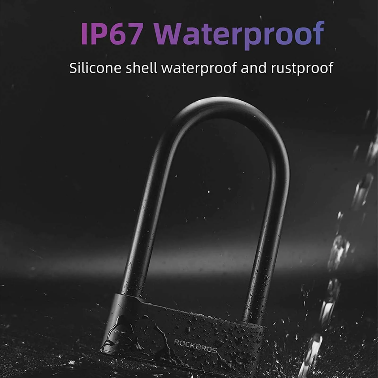 ROCKBROS Smart Bike U Lock Waterproof with Fingerprint and App Control