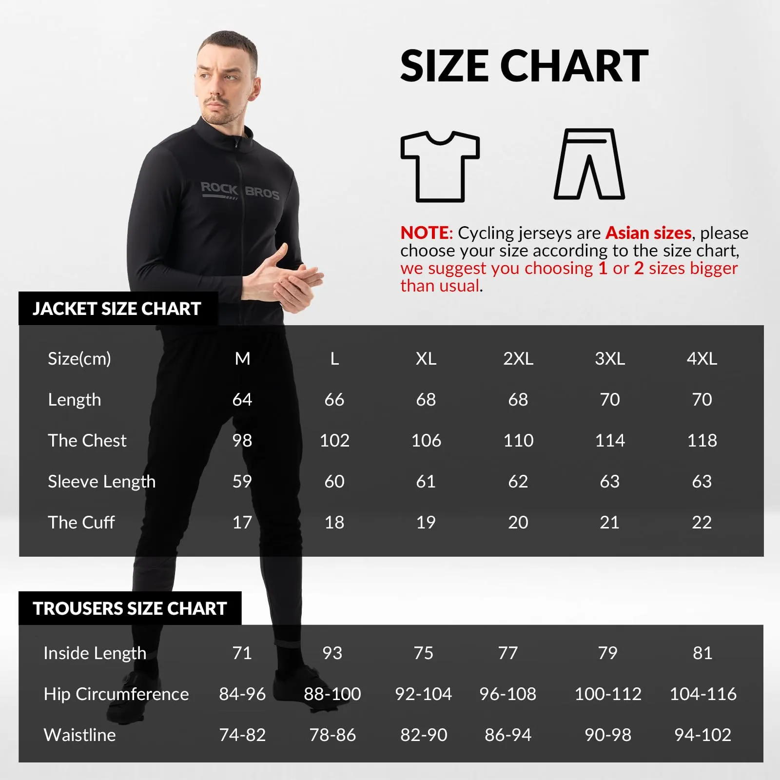 ROCKBROS Windproof Cycling Suit Jacket and Trousers Set with Rear Pockets