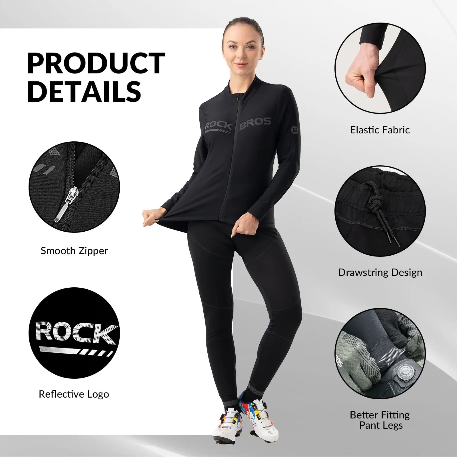 ROCKBROS Windproof Cycling Suit Jacket and Trousers Set with Rear Pockets