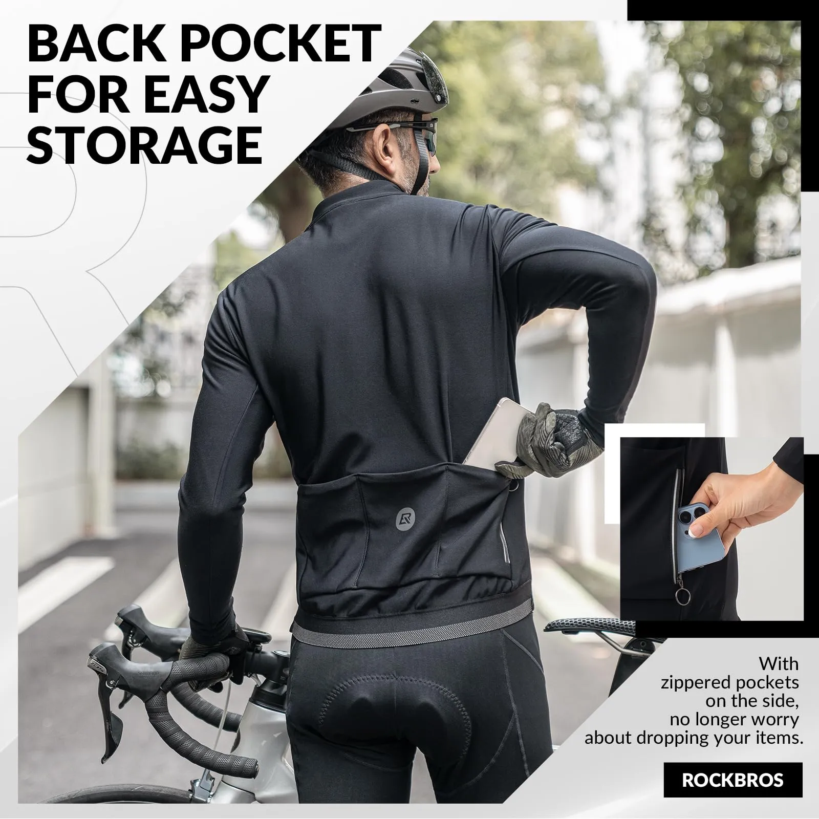 ROCKBROS Windproof Cycling Suit Jacket and Trousers Set with Rear Pockets
