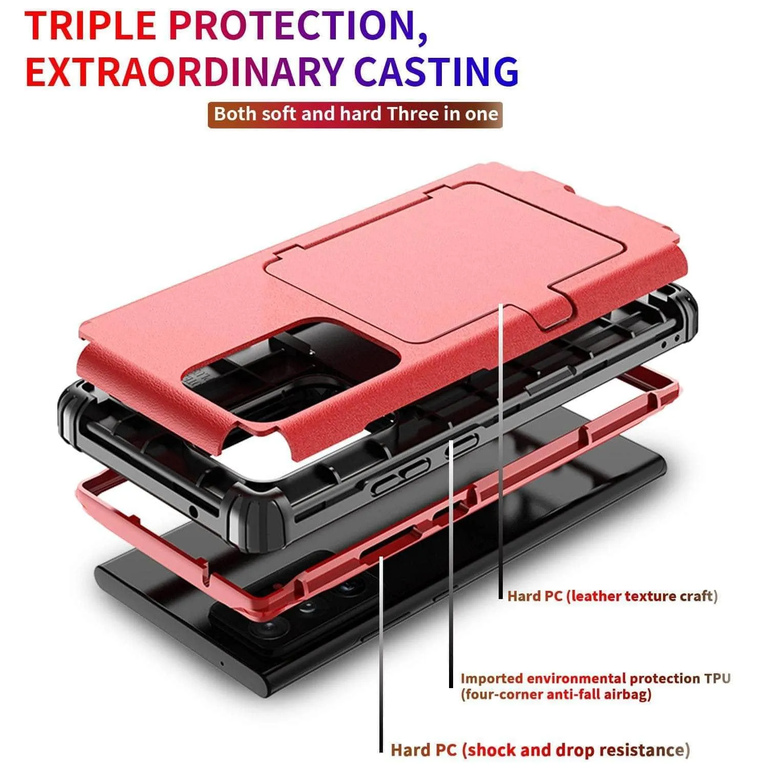 Samsung Galaxy Make up Mirror Armor Case Card Slots Holder Cover