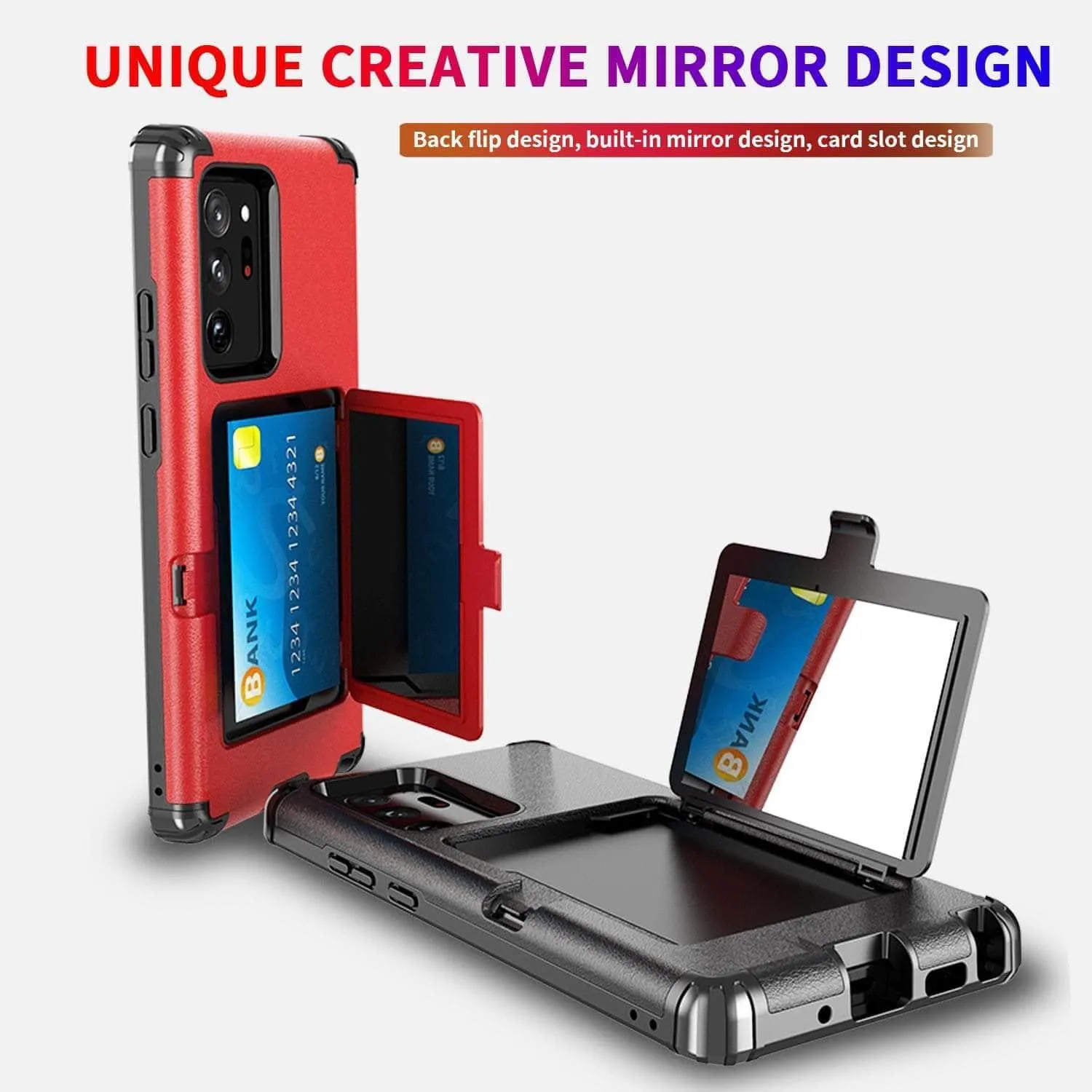 Samsung Galaxy Make up Mirror Armor Case Card Slots Holder Cover