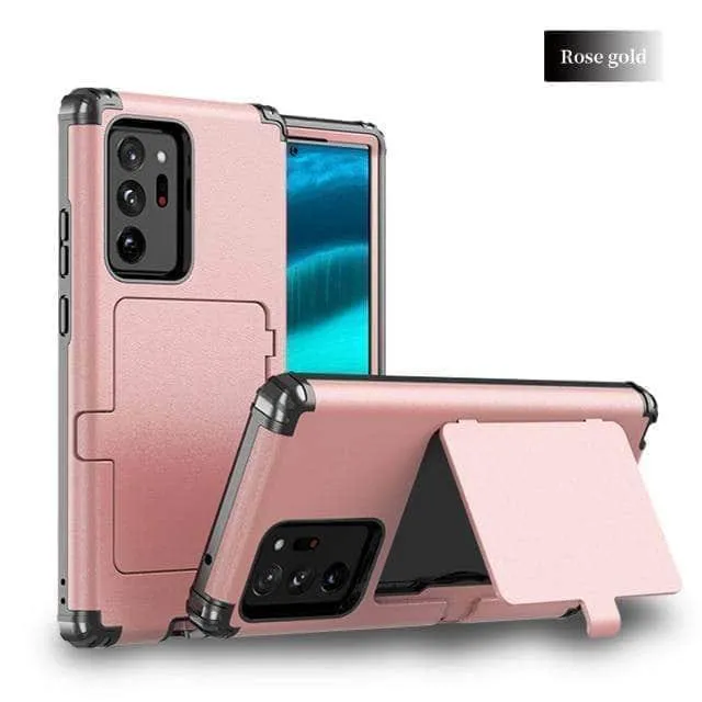 Samsung Galaxy Make up Mirror Armor Case Card Slots Holder Cover