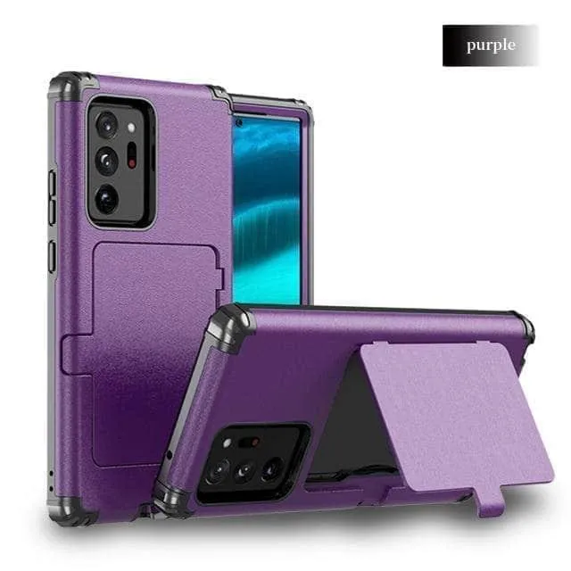 Samsung Galaxy Make up Mirror Armor Case Card Slots Holder Cover