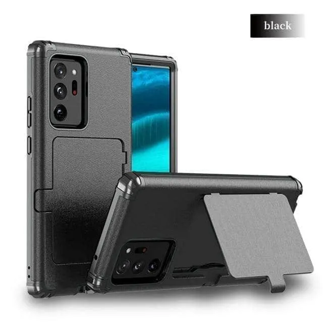 Samsung Galaxy Make up Mirror Armor Case Card Slots Holder Cover