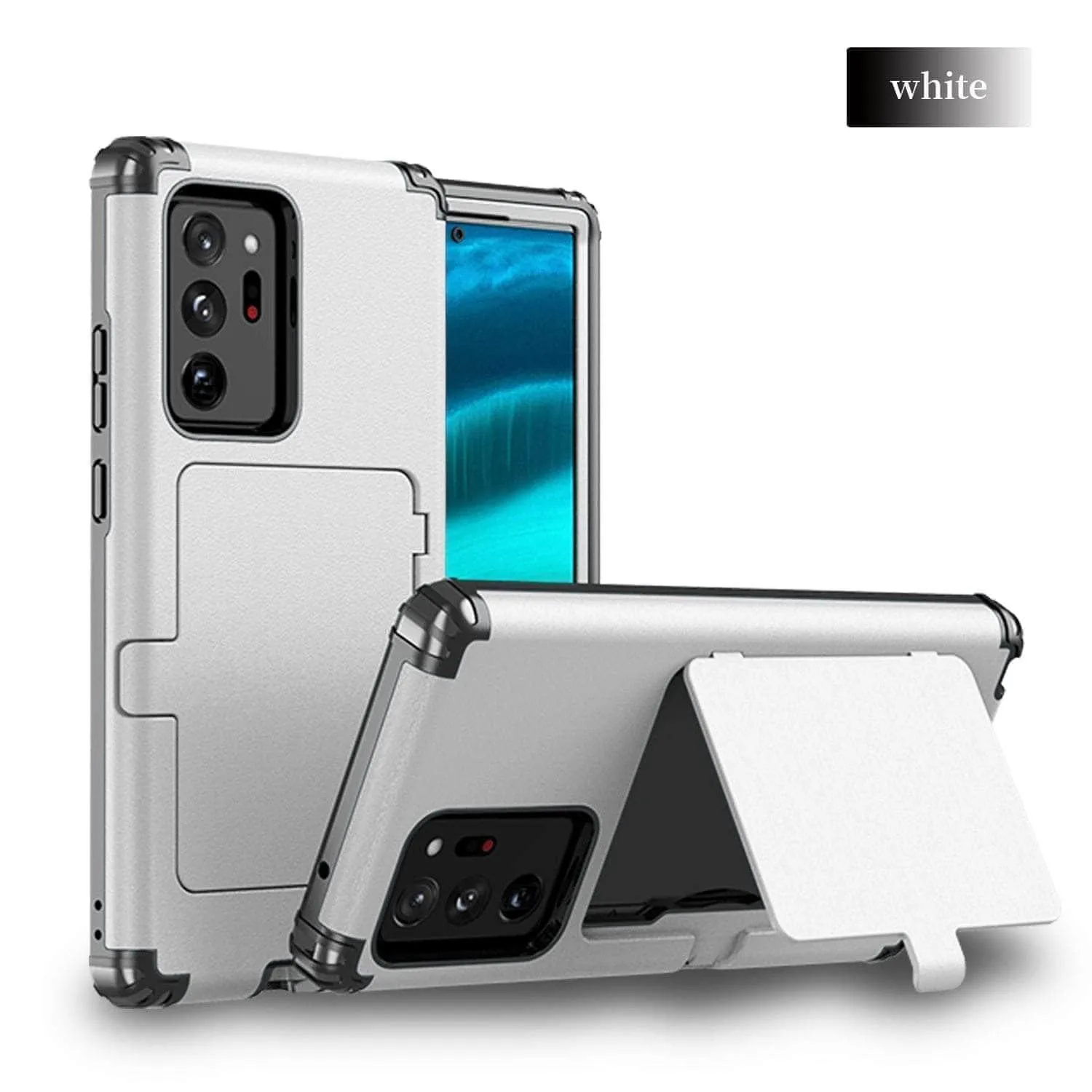 Samsung Galaxy Make up Mirror Armor Case Card Slots Holder Cover