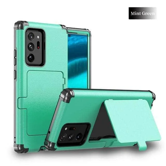Samsung Galaxy Make up Mirror Armor Case Card Slots Holder Cover