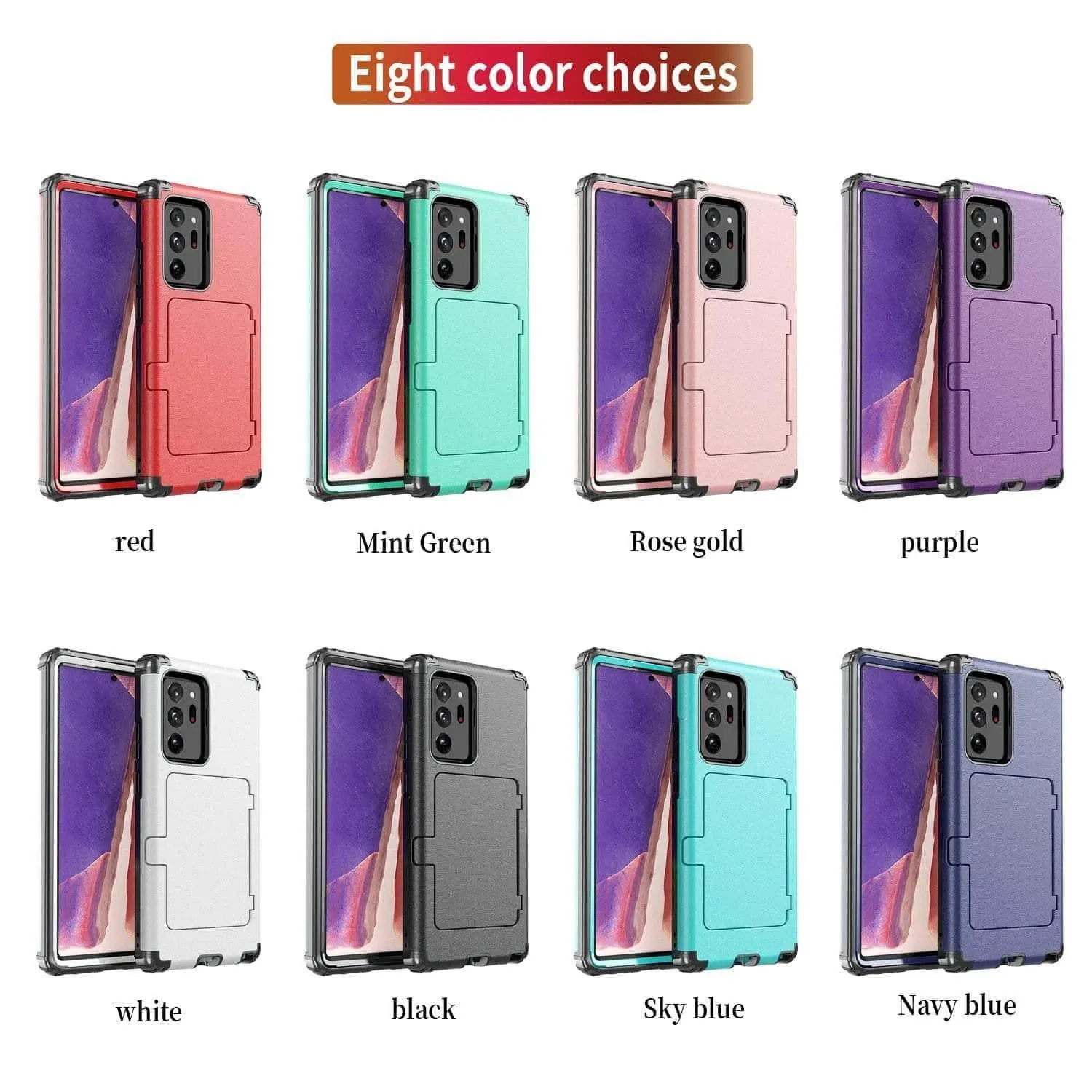 Samsung Galaxy Make up Mirror Armor Case Card Slots Holder Cover