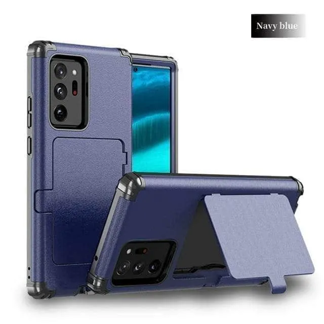 Samsung Galaxy Make up Mirror Armor Case Card Slots Holder Cover
