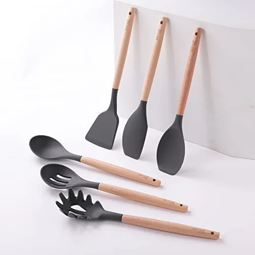 SAVYA HOME® Hard Anodised Aluminium Kadai with Lid (26 cm) - 2.8 L & 12-Piece Silicon Spatula Set Combo | Heat Surround Cooking | Gas & Induction Cookware | Black