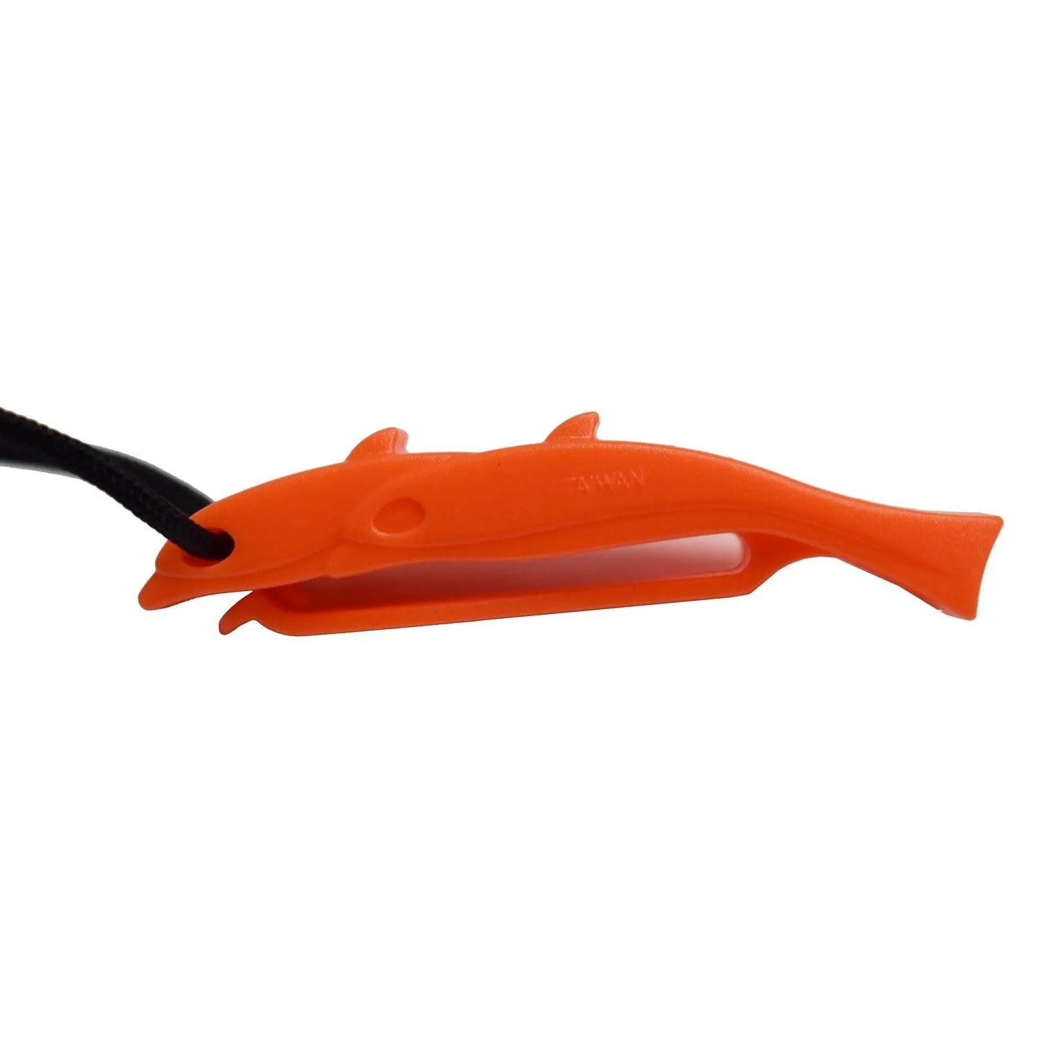 Scuba Choice Safety Dolphin Shape Whistle w/ Swivel Clip & Clip, Orange