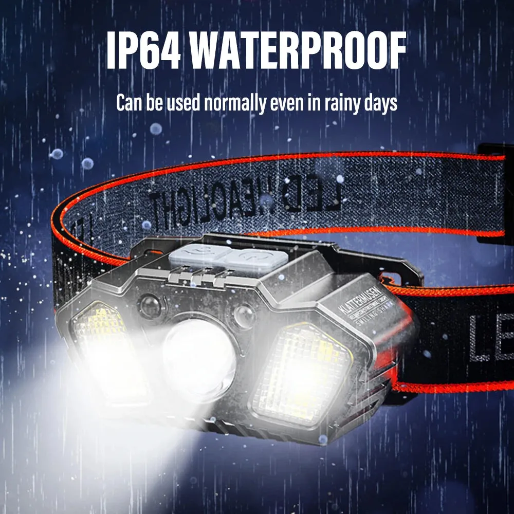 Sensor Rechargeable Headlight LED Head Flashlight Super Bright Camping Portable Fishing Head Torch Multiple Lighting Modes