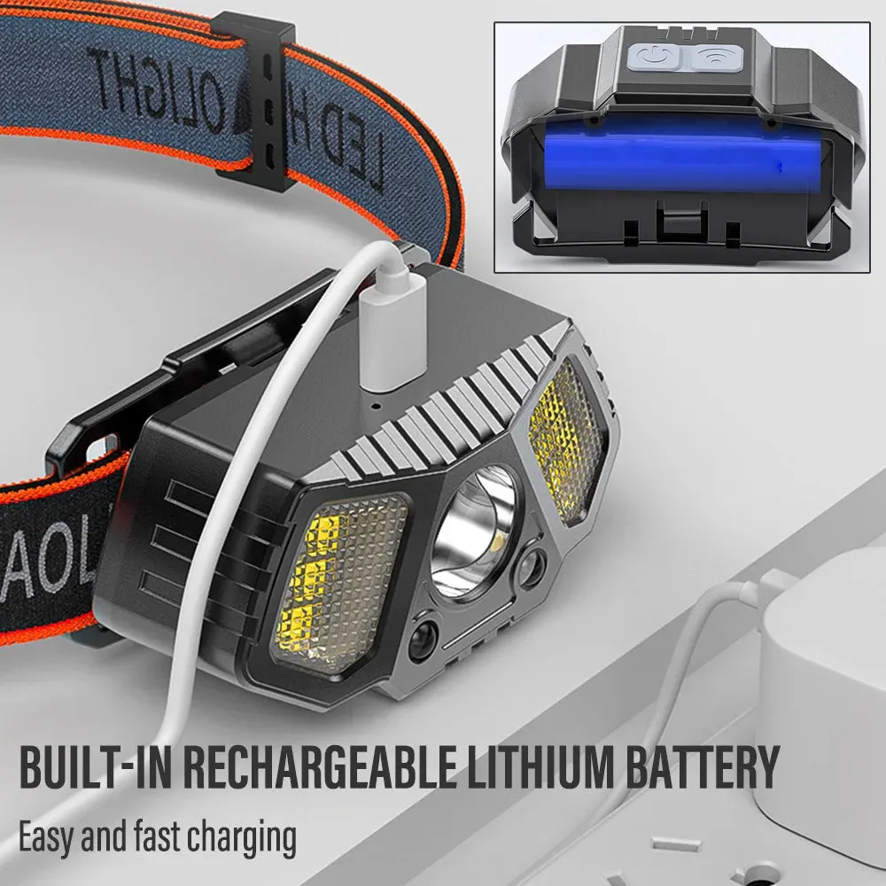 Sensor Rechargeable Headlight LED Head Flashlight Super Bright Camping Portable Fishing Head Torch Multiple Lighting Modes