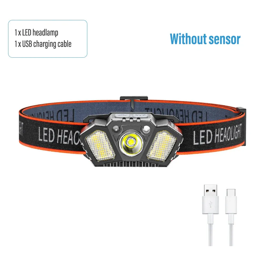 Sensor Rechargeable Headlight LED Head Flashlight Super Bright Camping Portable Fishing Head Torch Multiple Lighting Modes