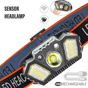 Sensor Rechargeable Headlight LED Head Flashlight Super Bright Camping Portable Fishing Head Torch Multiple Lighting Modes