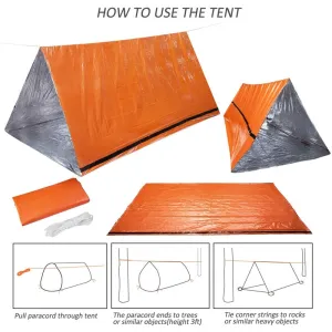 Shelter Survival Tent 2-4 Person Mylar Emergency Tube Tent Lightweight Waterproof Thermal