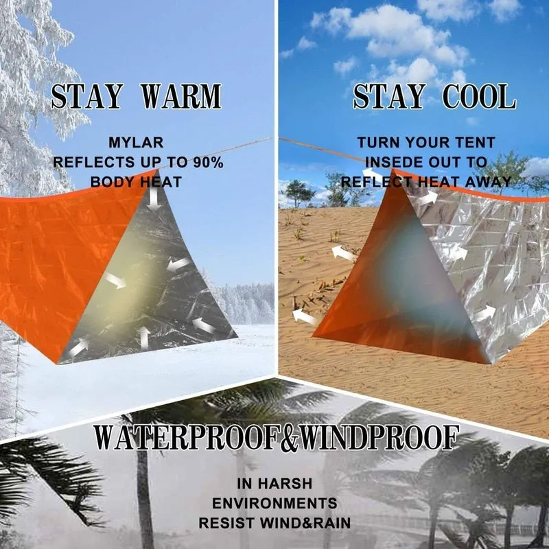 Shelter Survival Tent 2-4 Person Mylar Emergency Tube Tent Lightweight Waterproof Thermal