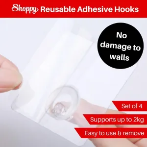 Shoppy Reusable Adhesive Wall Hooks (Set of 4)