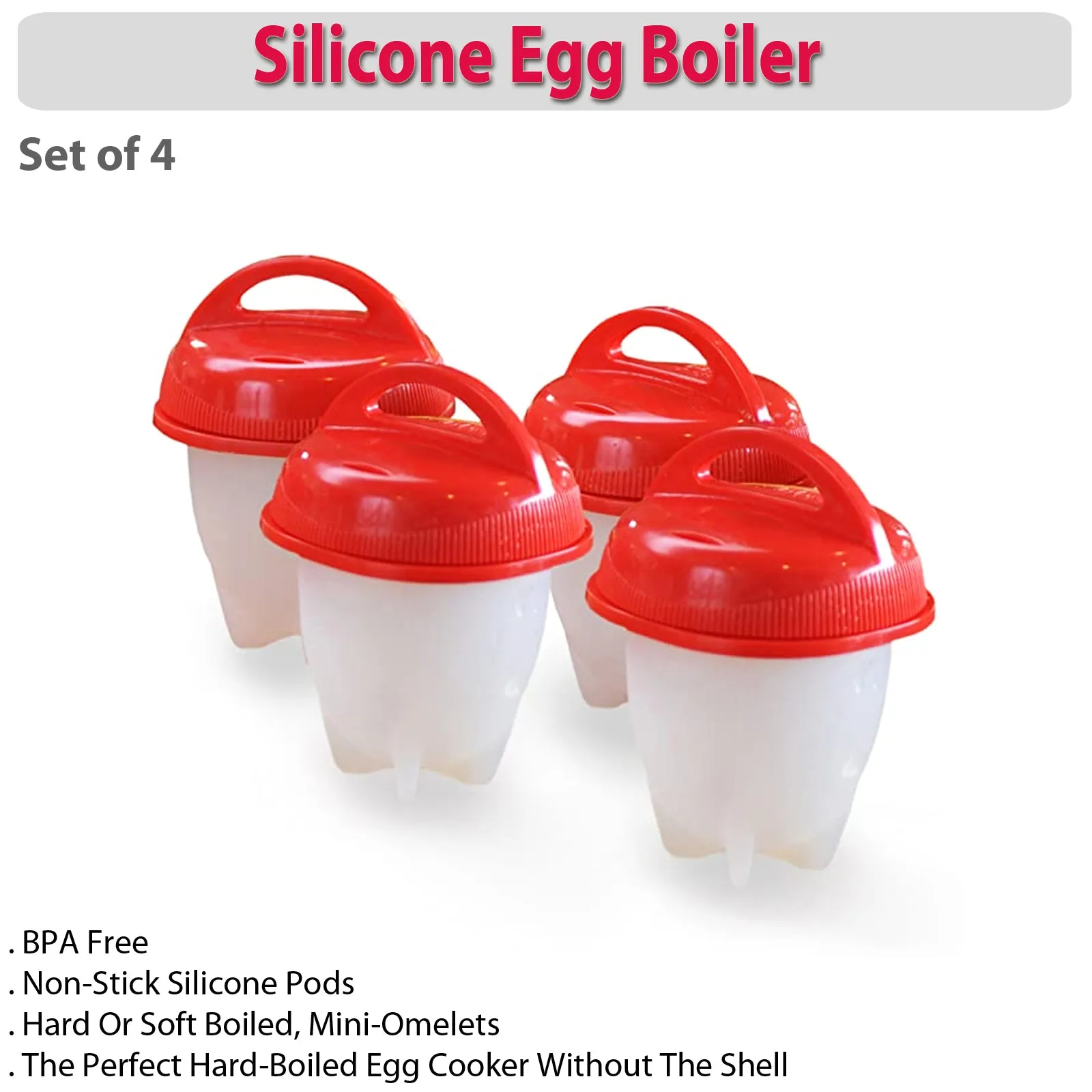 Silicone Egg Boiler by TV Time Direct - 4-Pack for Effortless Egg Cooking