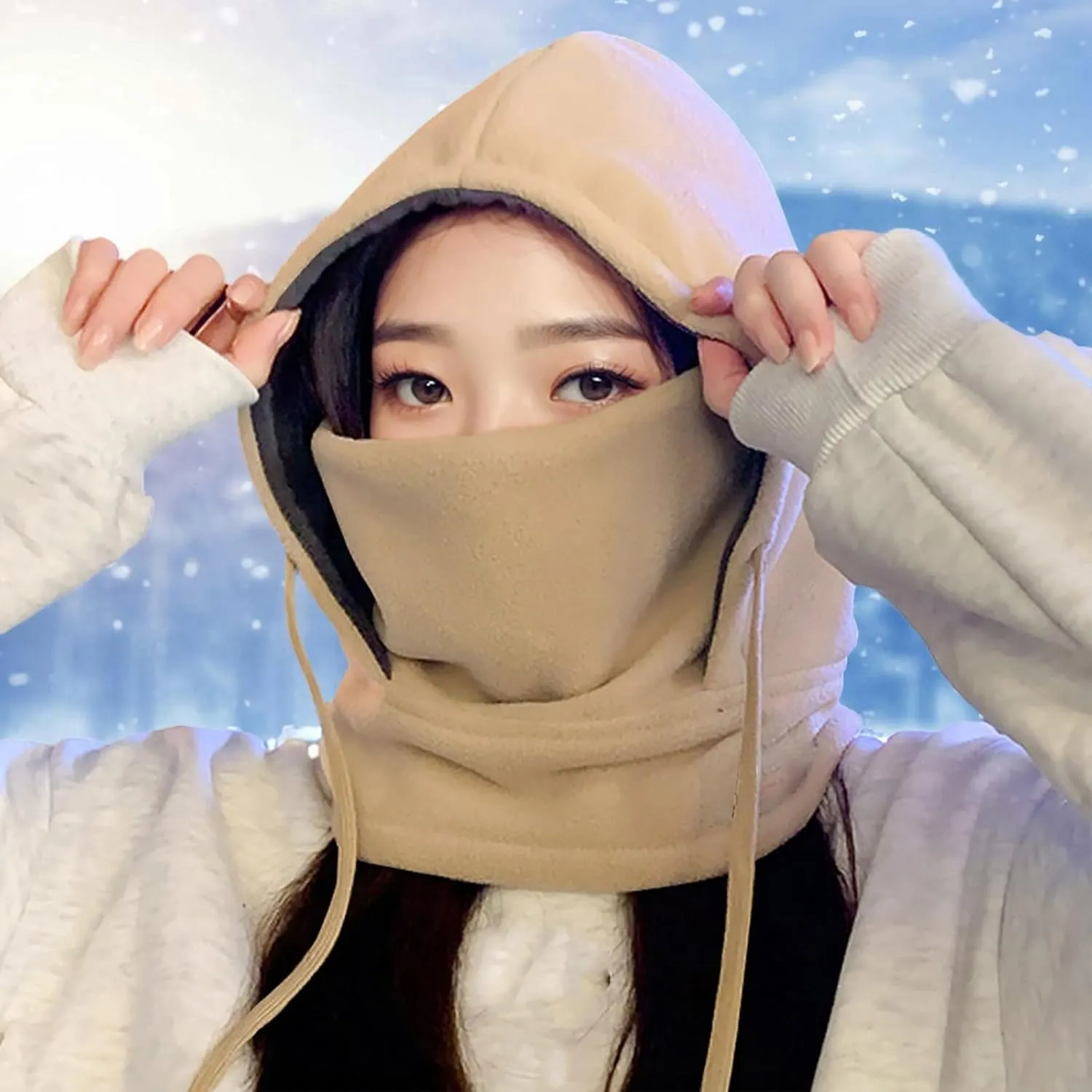 Ski Mask Balaclava Windproof Winter Face Mask for Women Men Adjustable Thermal Warm Hood Cover Hat Cap Scarf