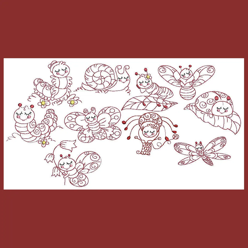 Sleeping Bugs Redwork
