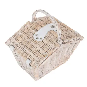 Small White Elegant Picnic Wicker Basket