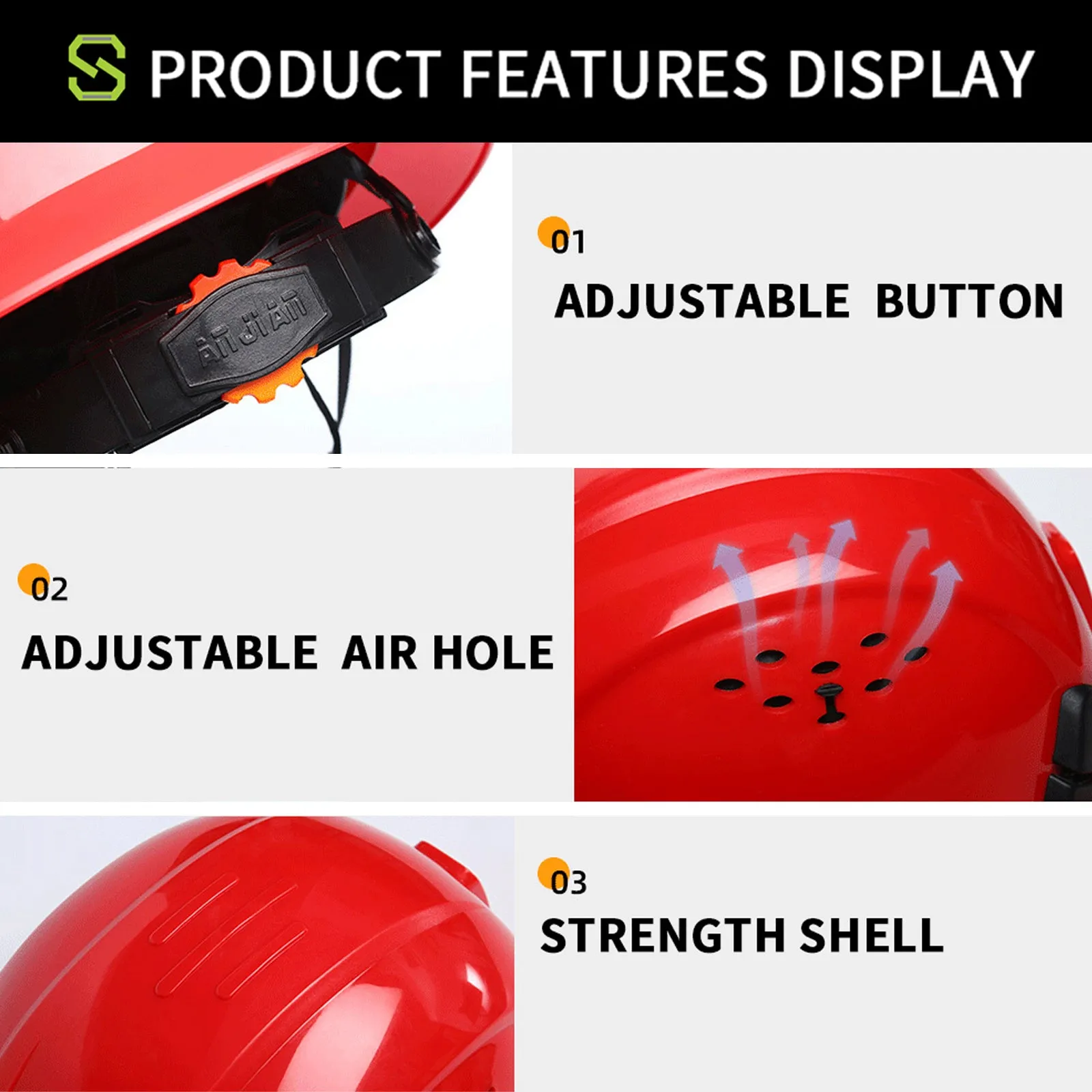 SMASYS 6 Points ABS Hard Hat Vented Construction Safety Helmet