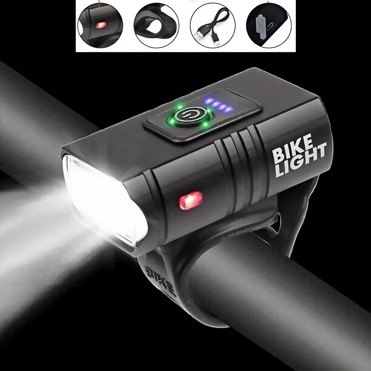 SMAXElite™ LED Rechargeable Bicycle Headlight: Front Bike Lamp, 6 Modes, USB