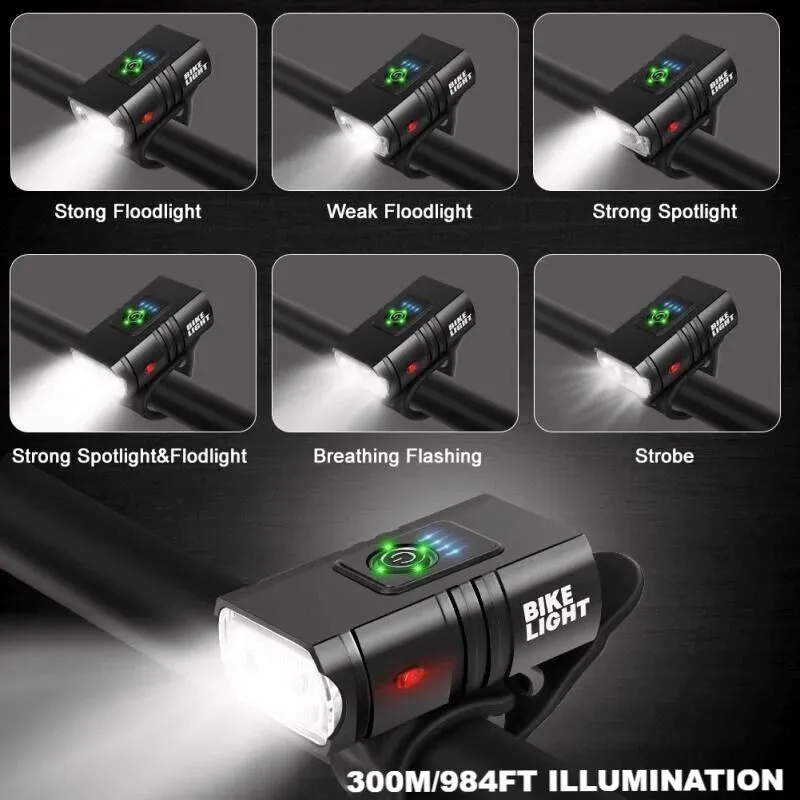 SMAXElite™ LED Rechargeable Bicycle Headlight: Front Bike Lamp, 6 Modes, USB