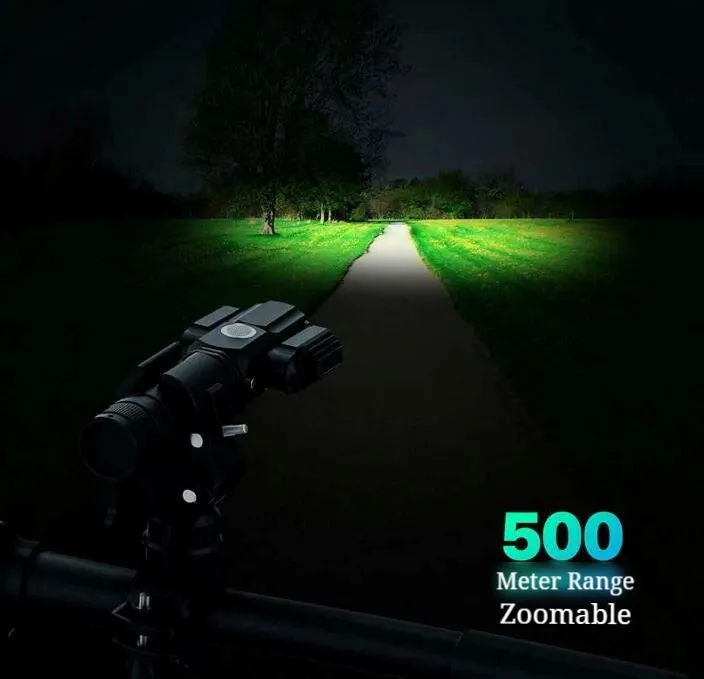 SMAXPro™ Bright LED Rechargeable Bicycle Headlight Set: Front   Rear, Zoomable, 360° Swivel