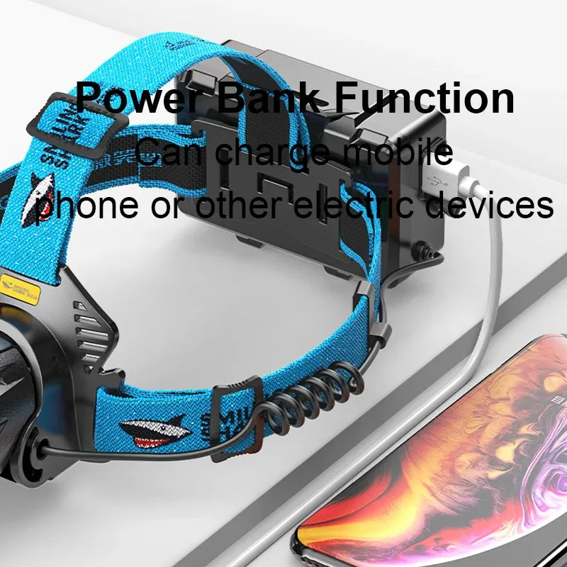 Smiling Shark TD2003 Rechargeable Headlamp LED M90*3 Powerful Super Bright Headlight with Sensor for Outdoor Camping
