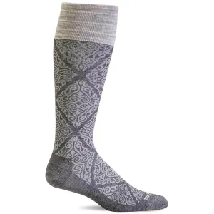 Sockwell Knee High Socks - Full Floral Graduated Compression, Charcoal | SW70W