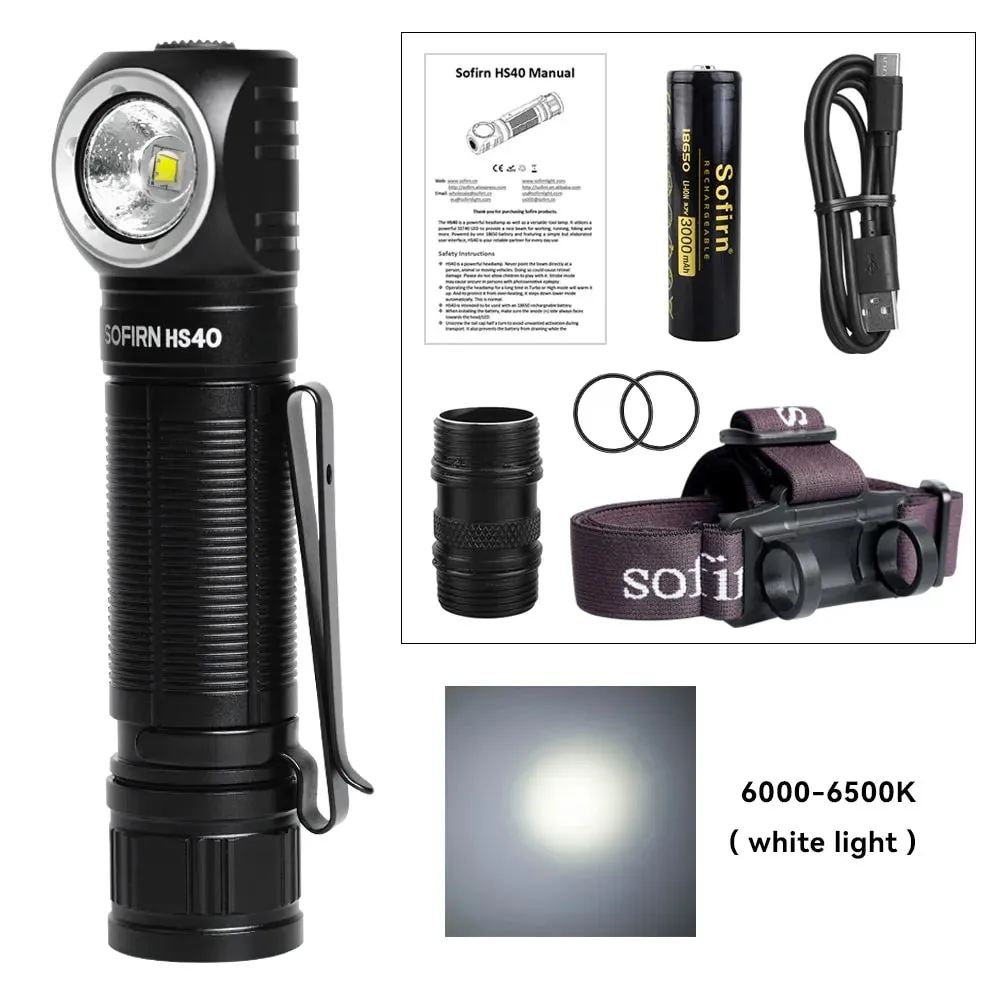 Sofirn HS40 USB C Rechargeable Headlamp 18650 Super Bright SST40 LED Torch 2000lm Headlight with 2 Modes Power Indicator