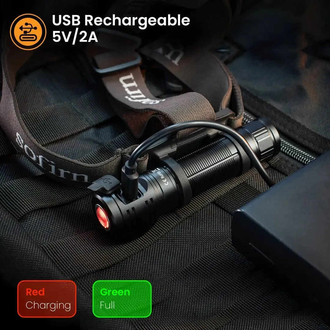 Sofirn HS40 USB C Rechargeable Headlamp 18650 Super Bright SST40 LED Torch 2000lm Headlight with 2 Modes Power Indicator
