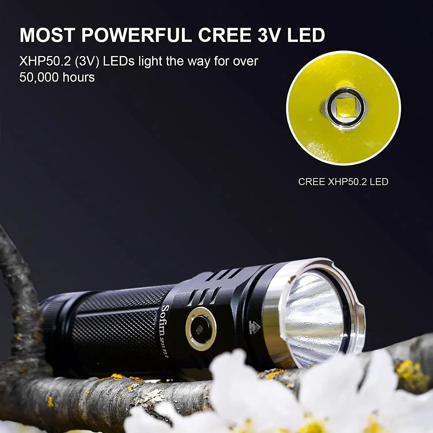 Sofirn SP33V3.0 3500lm Powerful LED Flashlight USB C Rechargeable Torch 26650 Light Cree XHP50.2 with Power Indicator