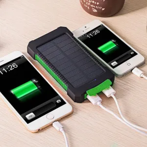 Solar Phone Charger PowerBank DCAE Real 10000mAh Power Bank Waterproof Shock drop resistance Dual USB Travel  For Android smart phone