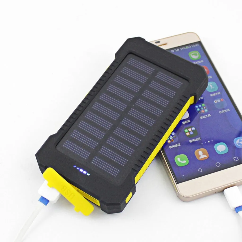 Solar Phone Charger PowerBank DCAE Real 10000mAh Power Bank Waterproof Shock drop resistance Dual USB Travel  For Android smart phone
