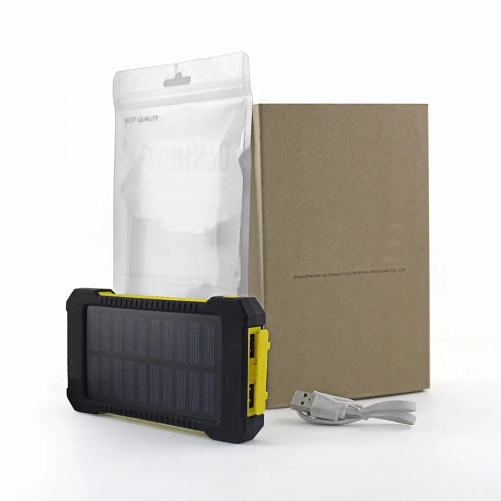 Solar Phone Charger PowerBank DCAE Real 10000mAh Power Bank Waterproof Shock drop resistance Dual USB Travel  For Android smart phone