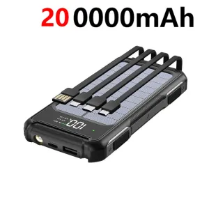 Solar Power Bank 200000mAh 4-In-1 Cables